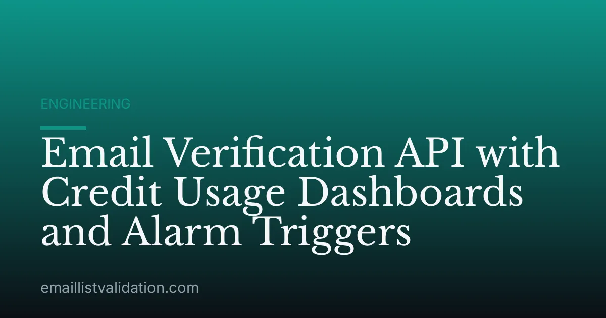 Email Verification API with Credit Usage Dashboards and Alarm Triggers