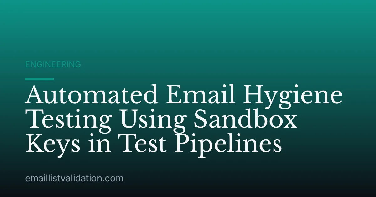 Automated Email Hygiene Testing Using Sandbox Keys in Test Pipelines