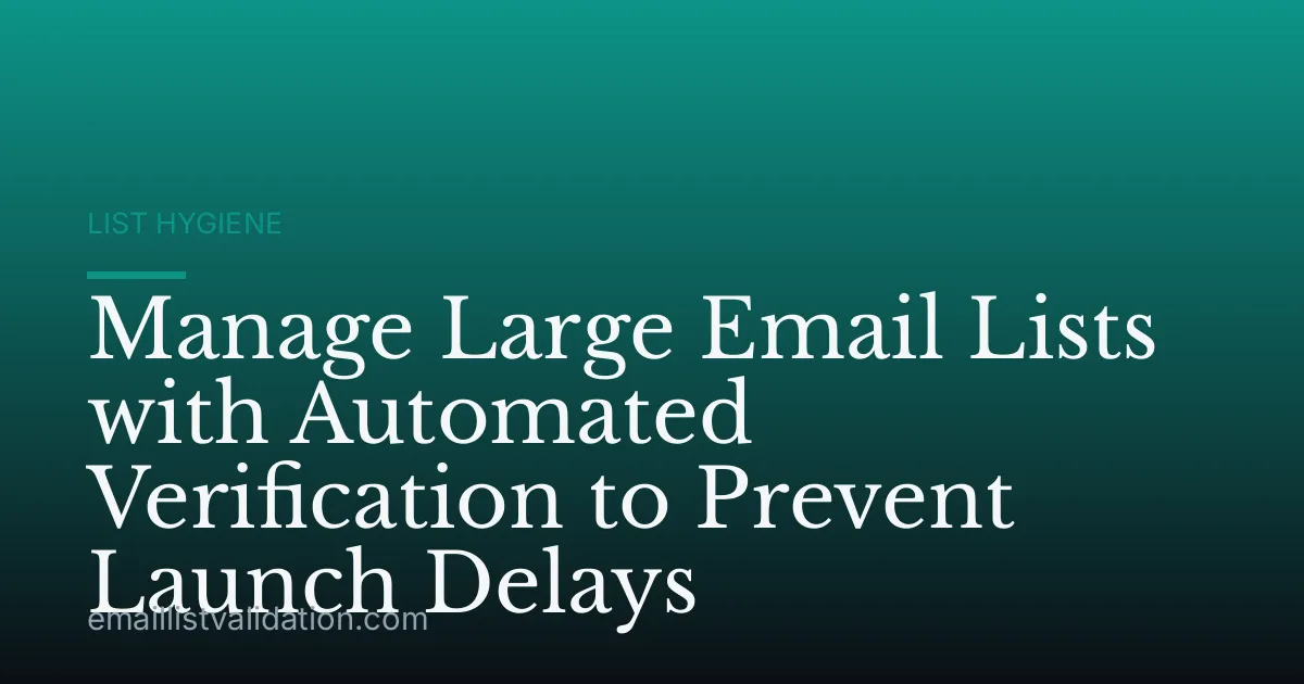 Manage Large Email Lists with Automated Verification to Prevent Launch Delays
