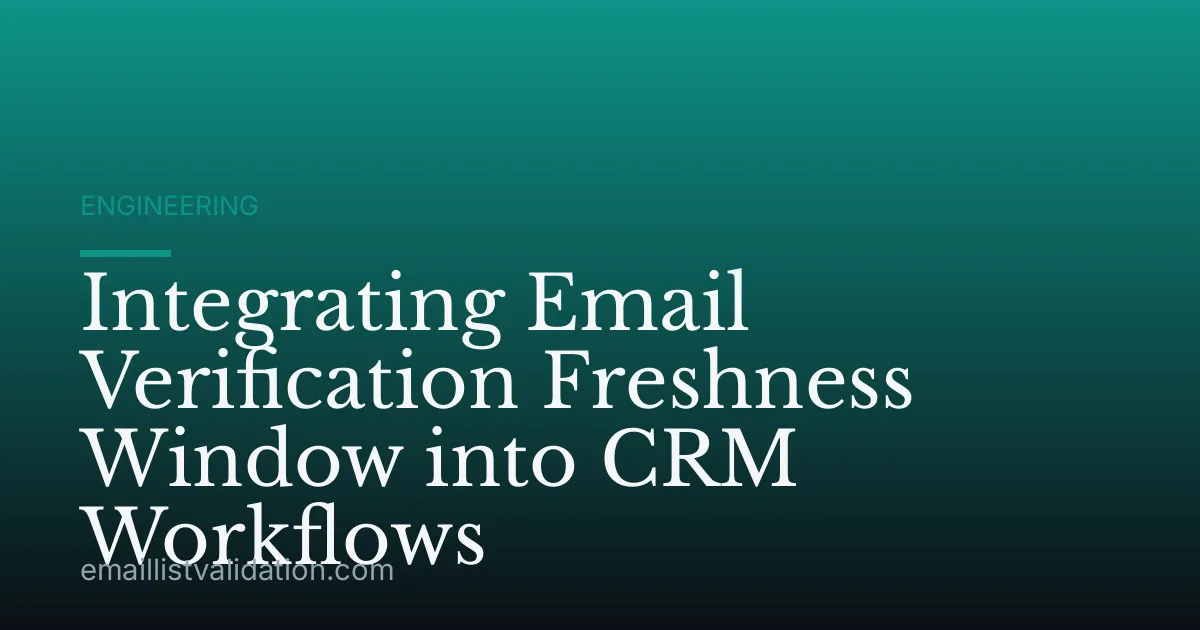 Integrating Email Verification Freshness Window into CRM Workflows