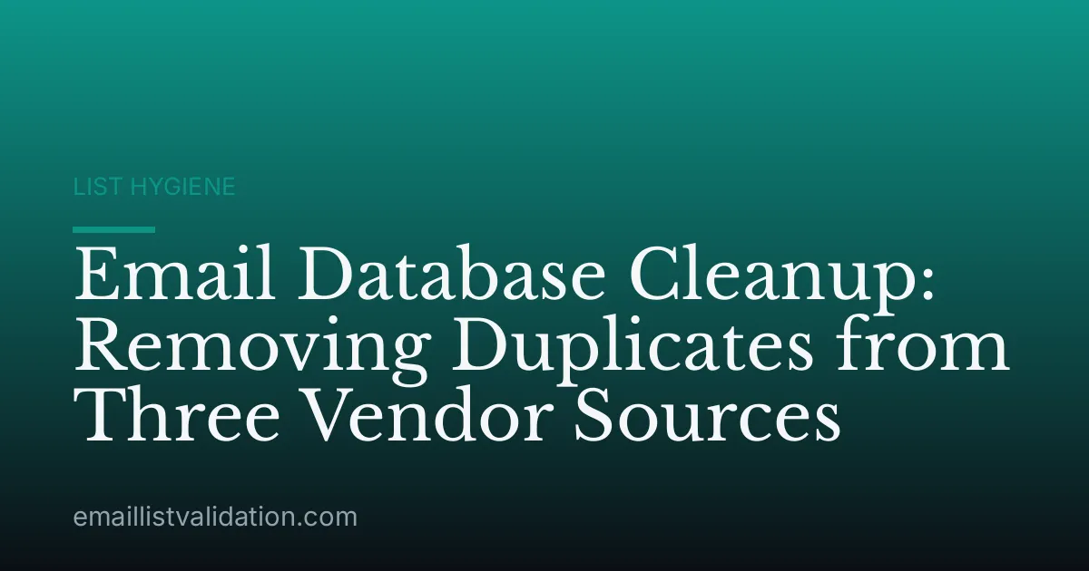 Email Database Cleanup: Removing Duplicates from Three Vendor Sources
