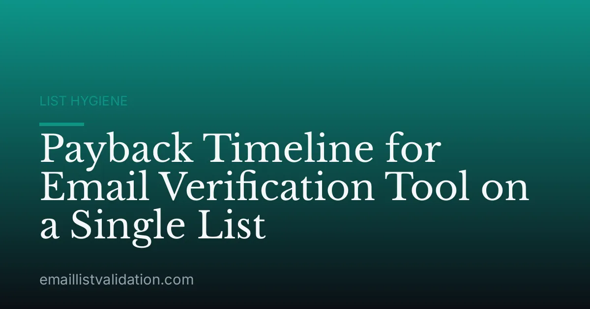 Payback Timeline for Email Verification Tool on a Single List