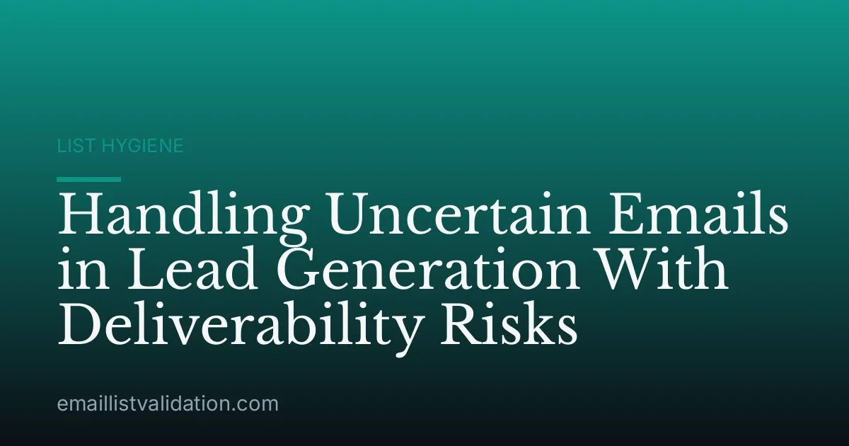 Handling Uncertain Emails in Lead Generation With Deliverability Risks