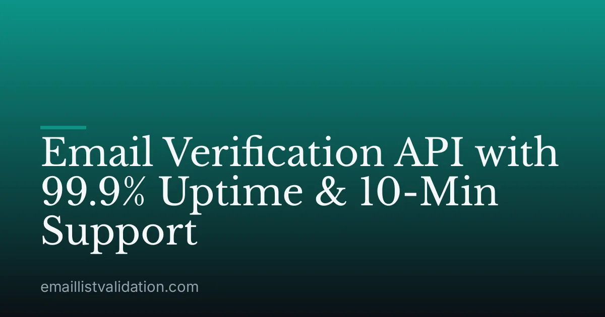Email Verification API with 99.9% Uptime & 10-Min Support