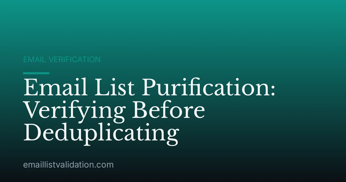 Email List Purification: Verifying Before Deduplicating