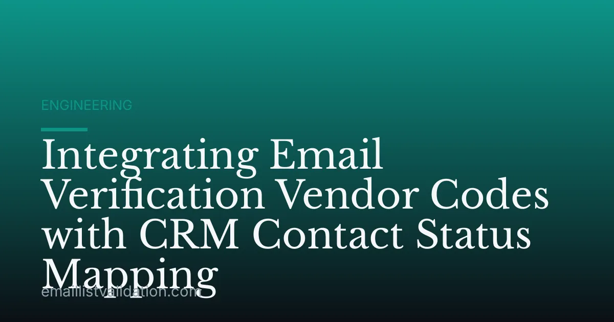 Integrating Email Verification Vendor Codes with CRM Contact Status Mapping