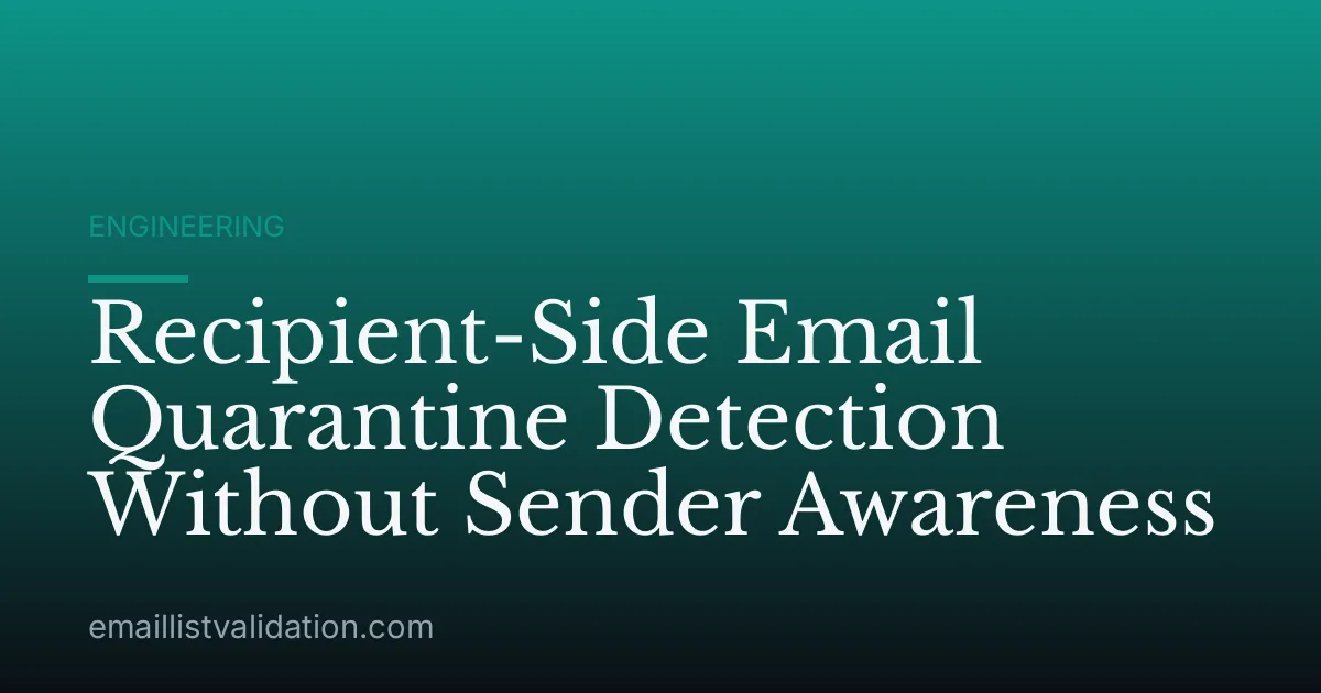 Recipient-Side Email Quarantine Detection Without Sender Awareness