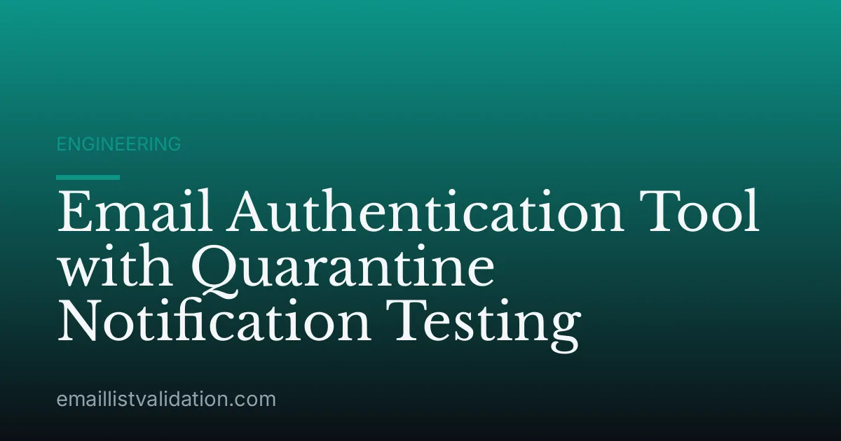 Email Authentication Tool with Quarantine Notification Testing