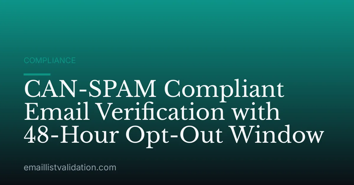 CAN-SPAM Compliant Email Verification with 48-Hour Opt-Out Window