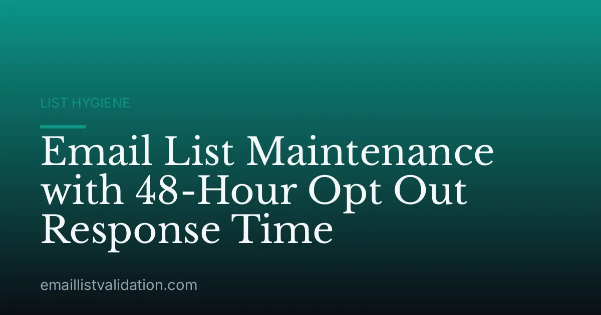 Email List Maintenance with 48-Hour Opt Out Response Time