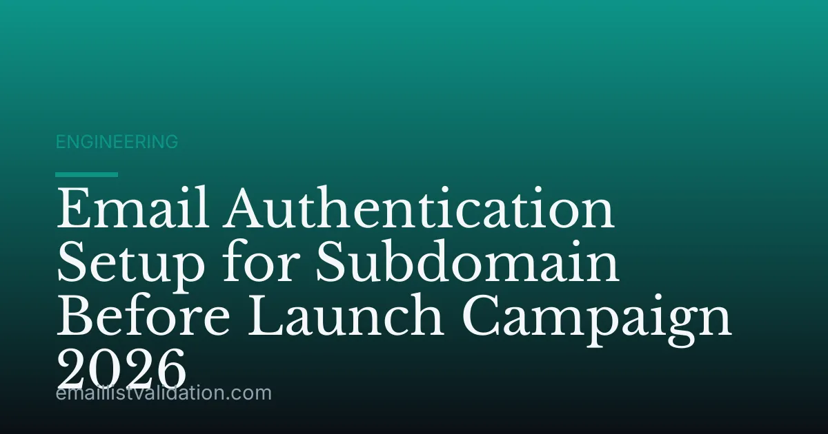 Email Authentication Setup for Subdomain Before Launch Campaign 2026