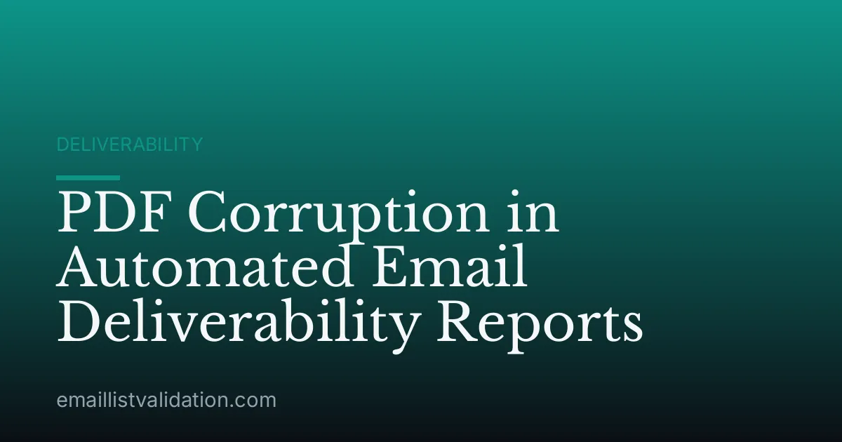 PDF Corruption in Automated Email Deliverability Reports