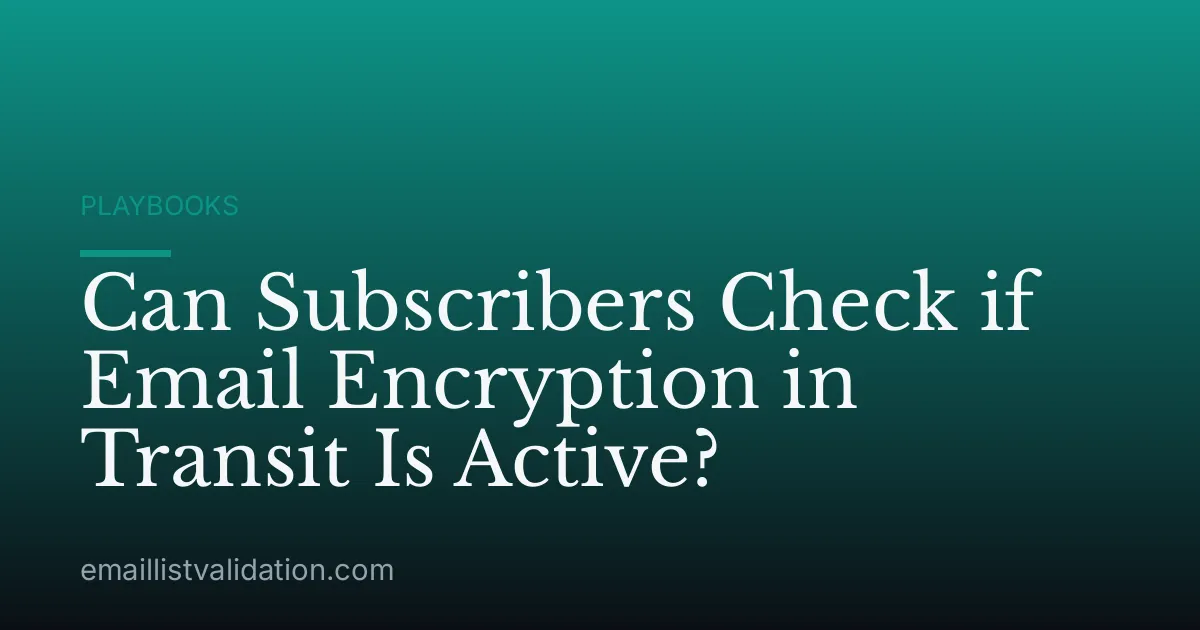 Can Subscribers Check if Email Encryption in Transit Is Active?