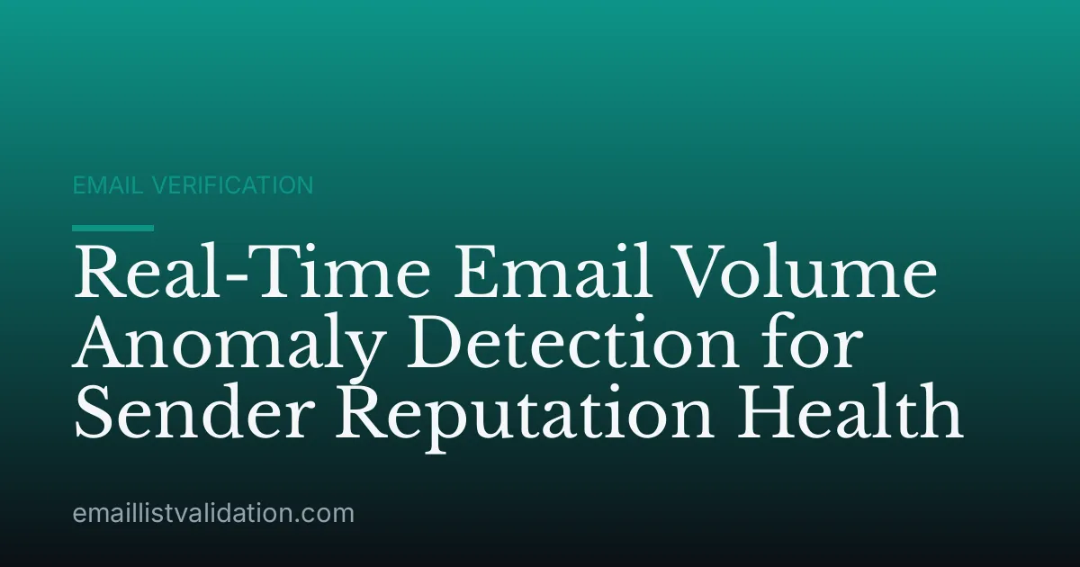 Real-Time Email Volume Anomaly Detection for Sender Reputation Health