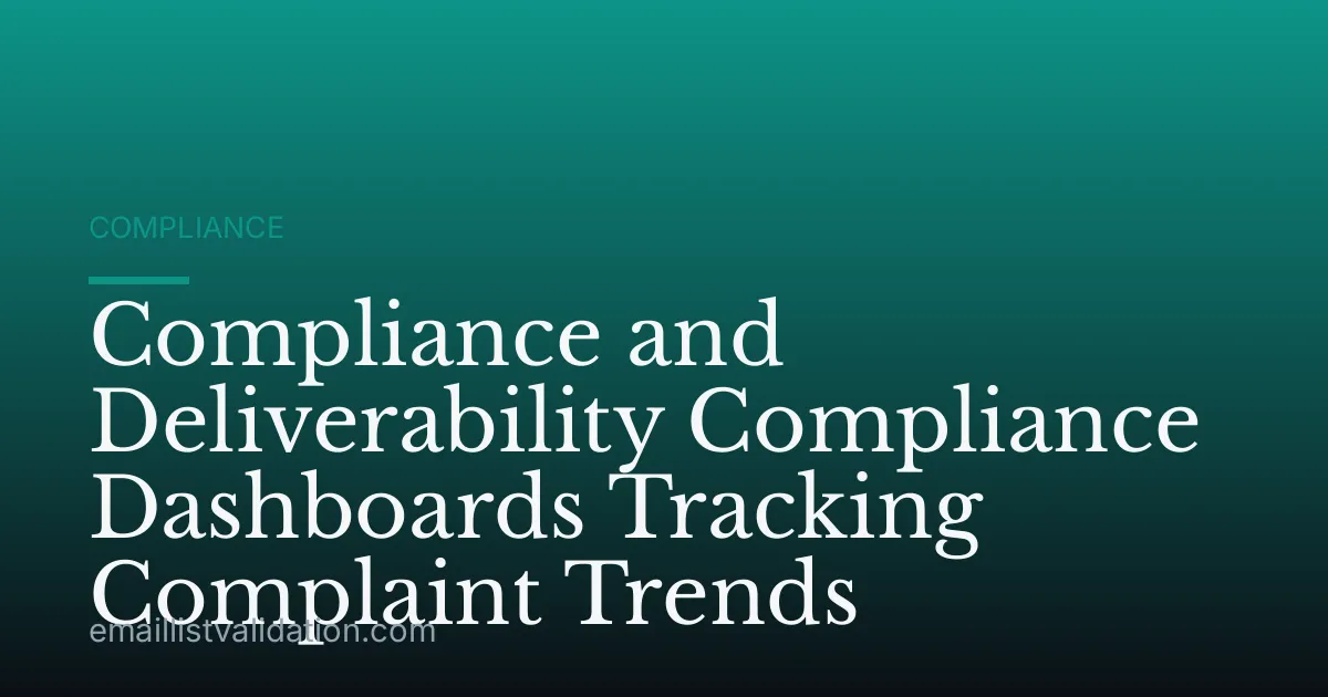 Compliance and Deliverability Compliance Dashboards Tracking Complaint Trends