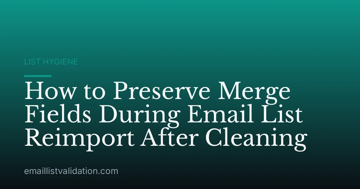 How to Preserve Merge Fields During Email List Reimport After Cleaning