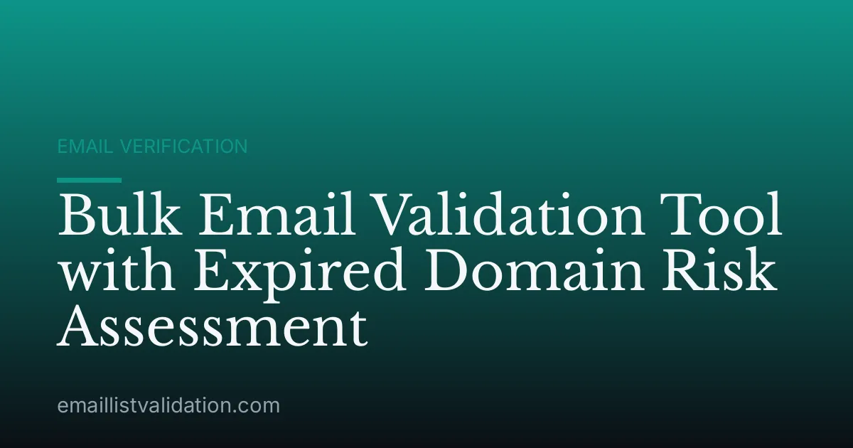 Bulk Email Validation Tool with Expired Domain Risk Assessment