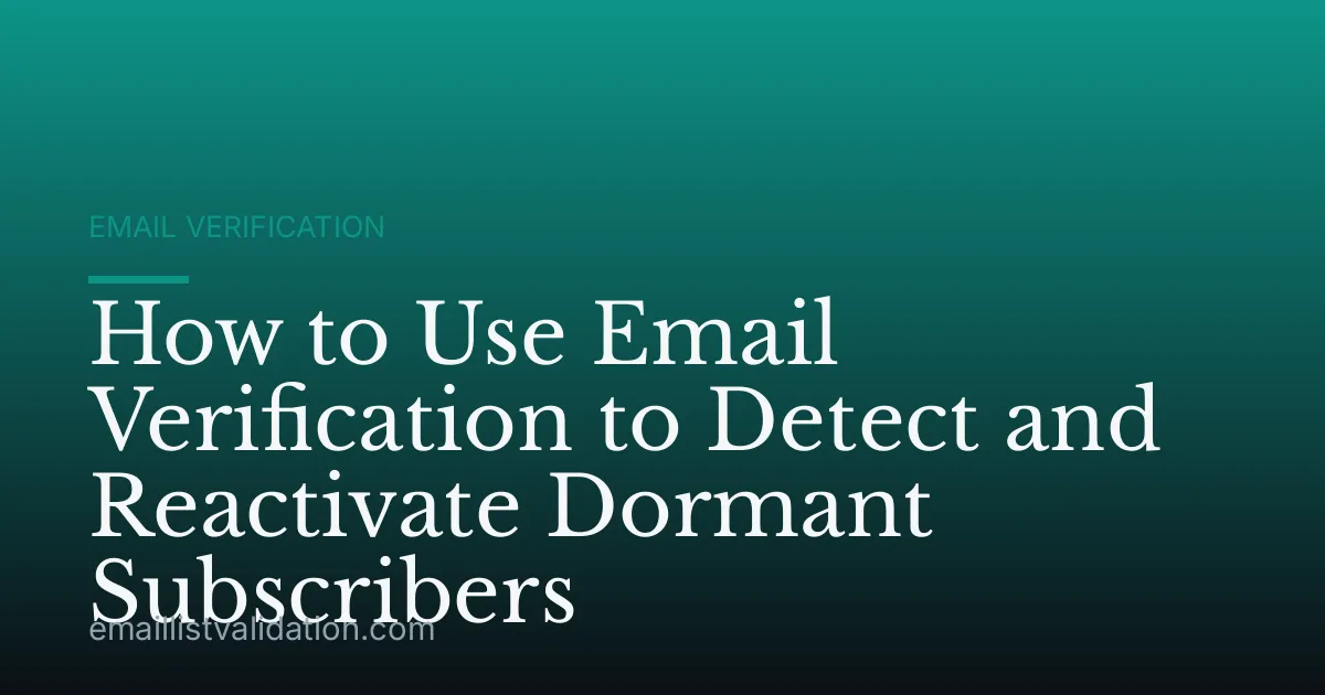 How to Use Email Verification to Detect and Reactivate Dormant Subscribers