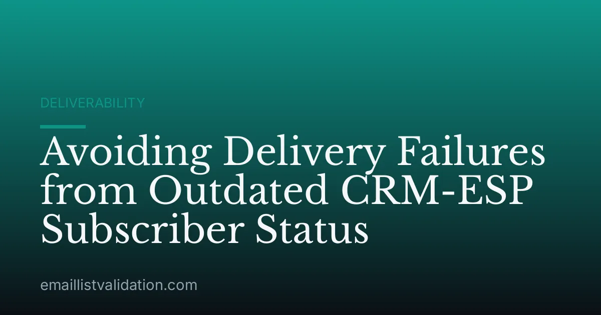 Avoiding Delivery Failures from Outdated CRM-ESP Subscriber Status