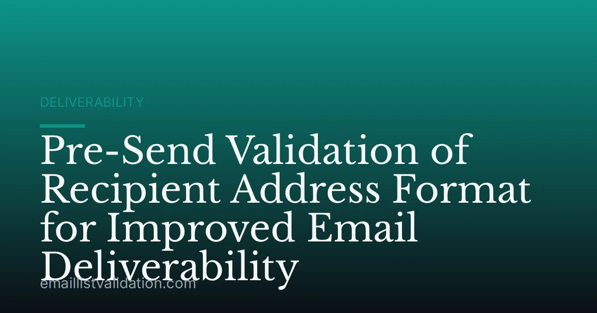 Pre-Send Validation of Recipient Address Format for Improved Email Deliverability