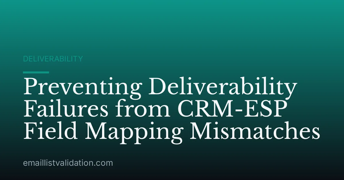 Preventing Deliverability Failures from CRM-ESP Field Mapping Mismatches