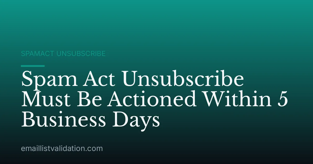Spam Act Unsubscribe Must Be Actioned Within 5 Business Days