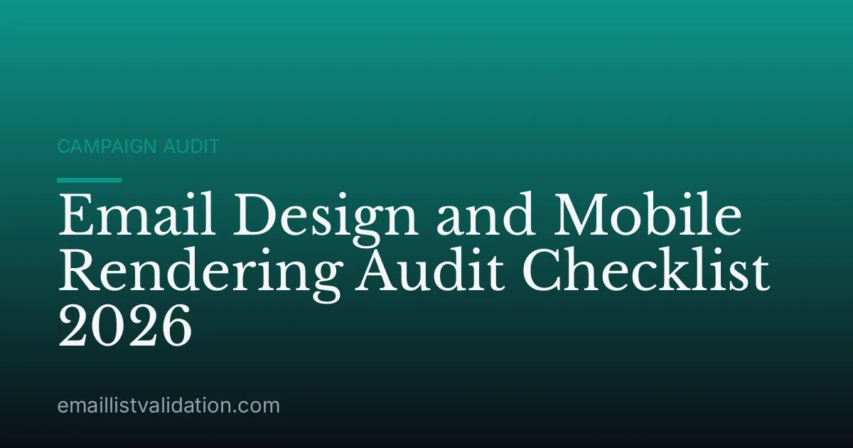 Email Design and Mobile Rendering Audit Checklist 2026
