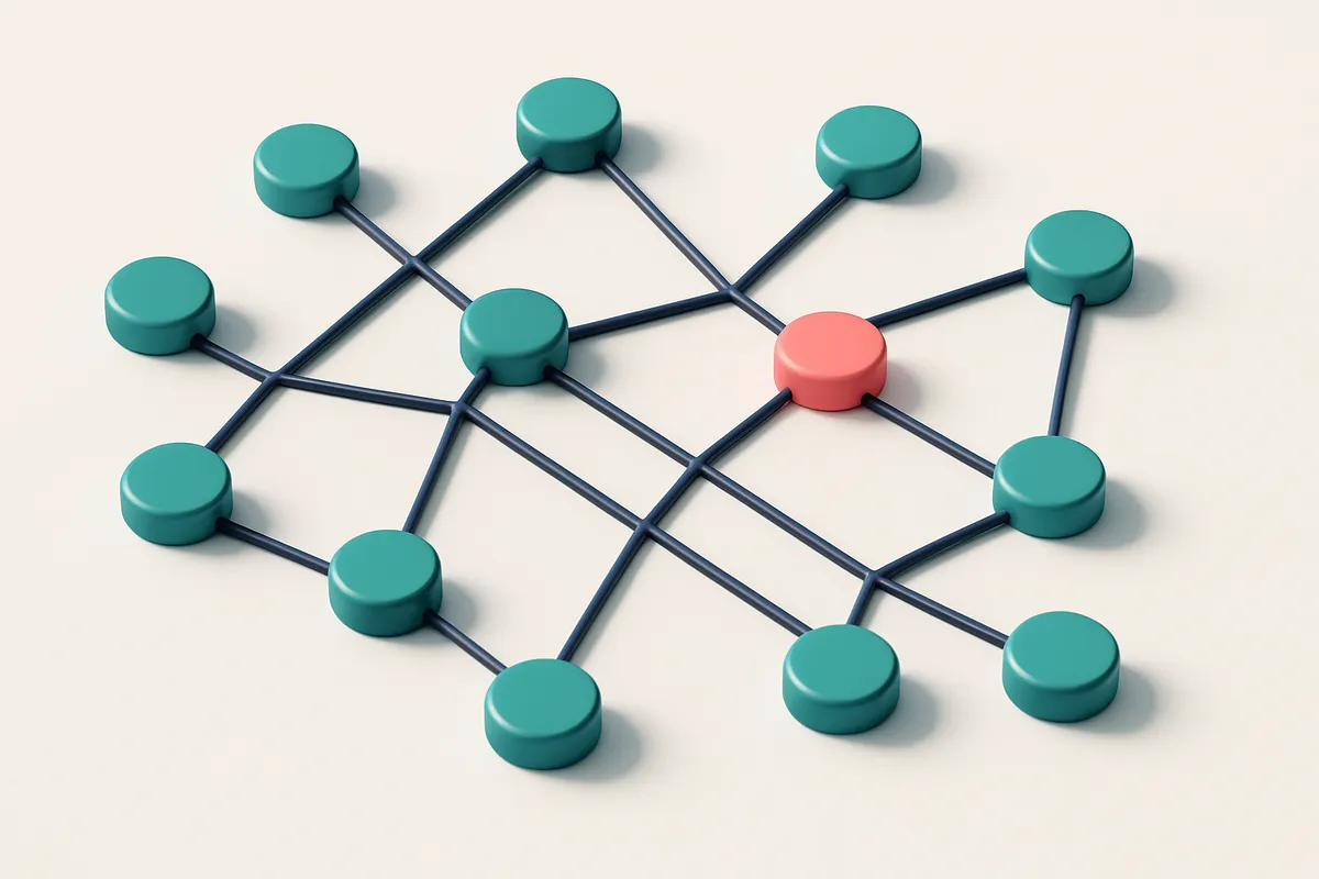 a network of small circular nodes connected by lines