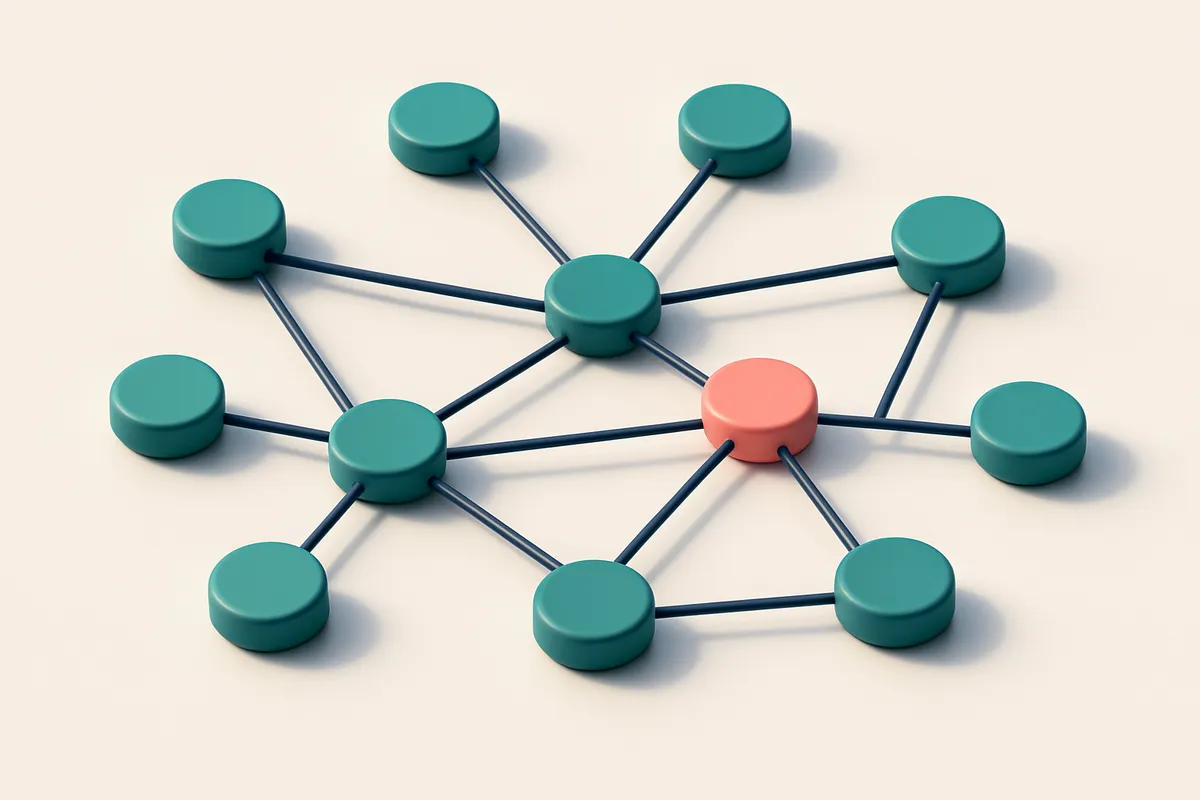 a network of small circular nodes connected by lines