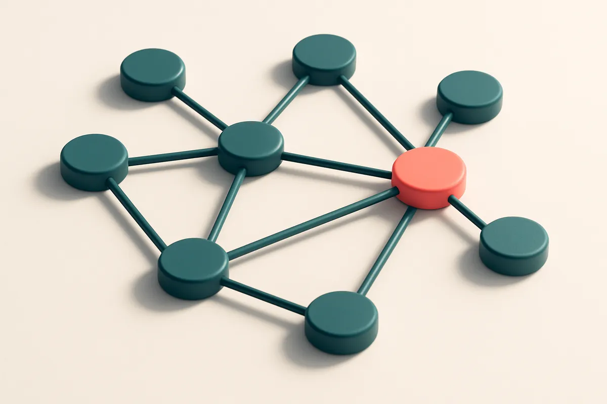 a network of small circular nodes connected by lines