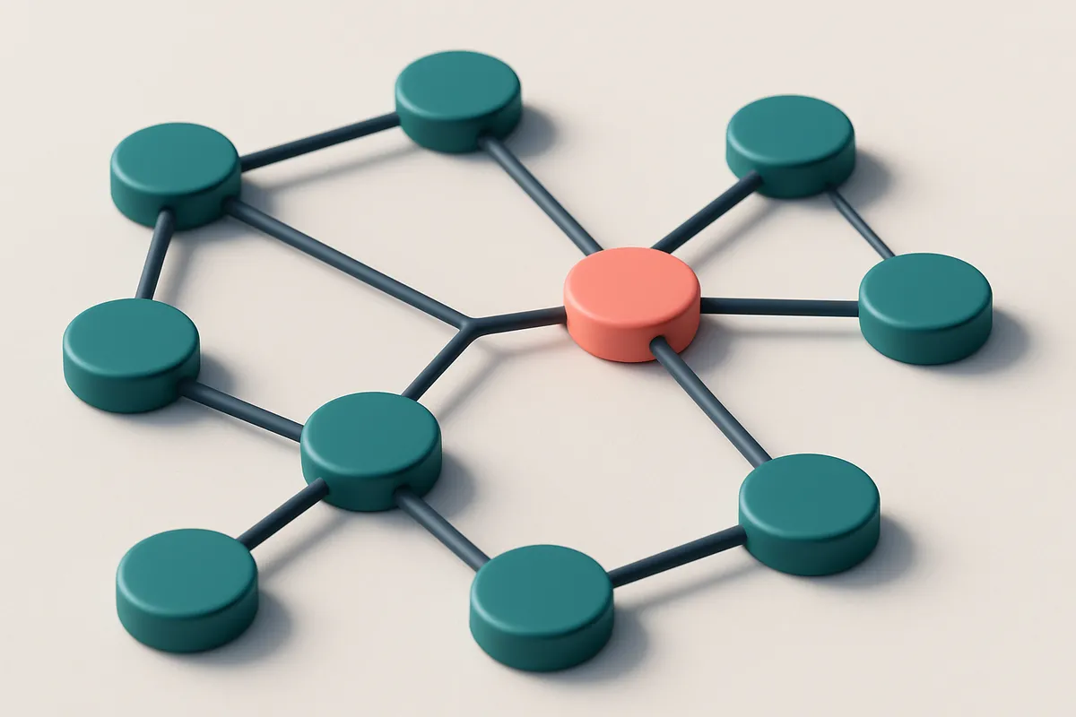 a network of small circular nodes connected by lines