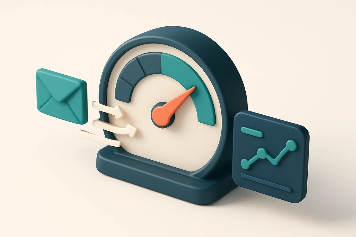 A single gauge dial showing traffic flow from an envelope to a dashboard