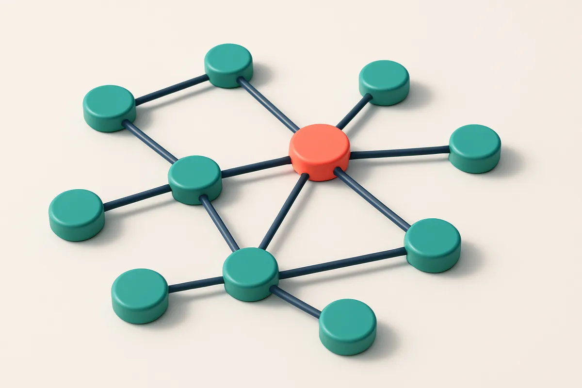 a network of small circular nodes connected by lines