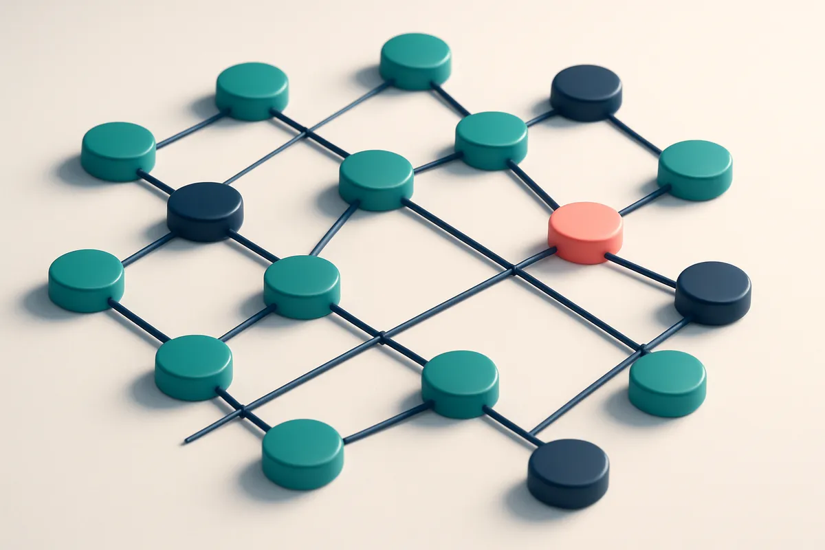 a network of small circular nodes connected by lines