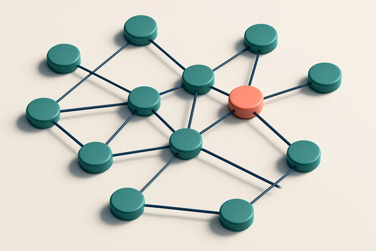 a network of small circular nodes connected by lines