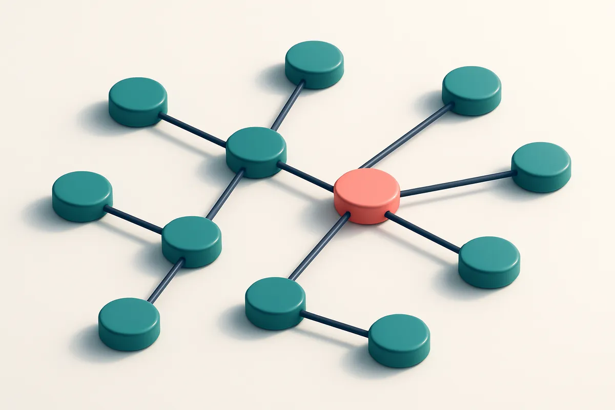 a network of small circular nodes connected by lines