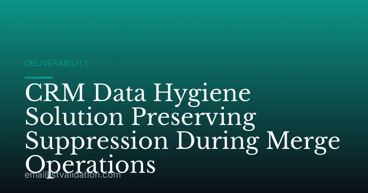 CRM Data Hygiene Solution Preserving Suppression During Merge Operations