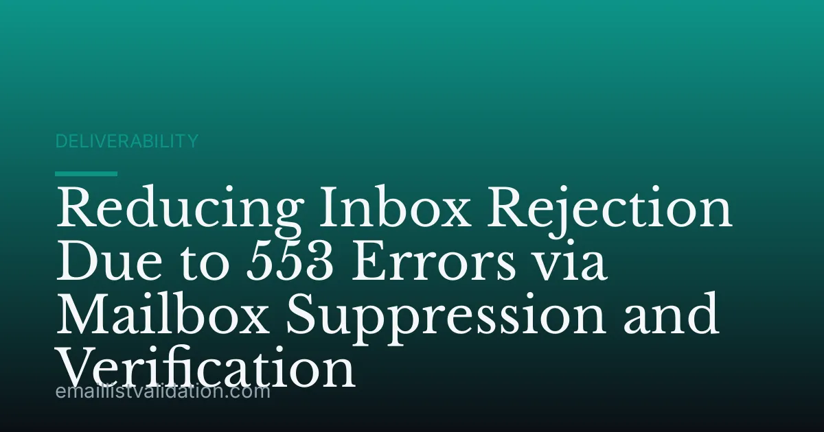 Reducing Inbox Rejection Due to 553 Errors via Mailbox Suppression and Verification
