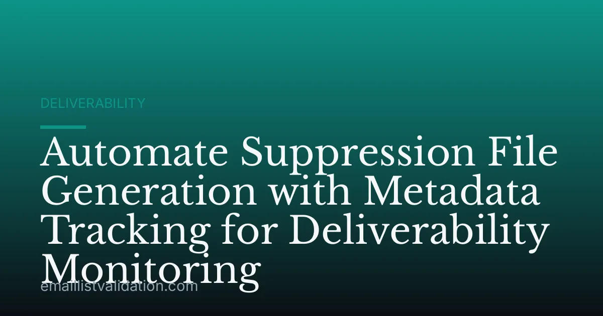 Automate Suppression File Generation with Metadata Tracking for Deliverability Monitoring