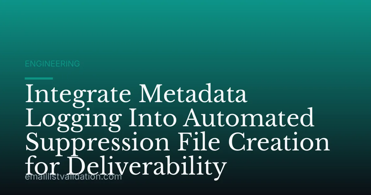 Integrate Metadata Logging Into Automated Suppression File Creation for Deliverability