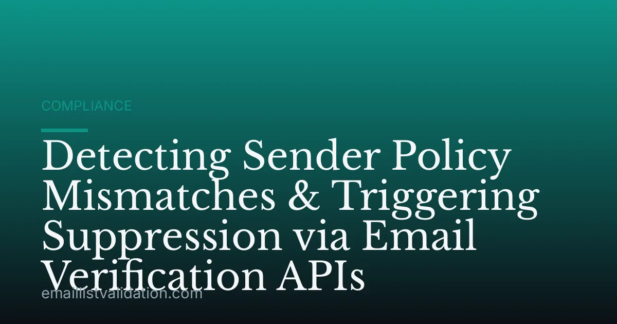 Detecting Sender Policy Mismatches & Triggering Suppression via Email Verification APIs