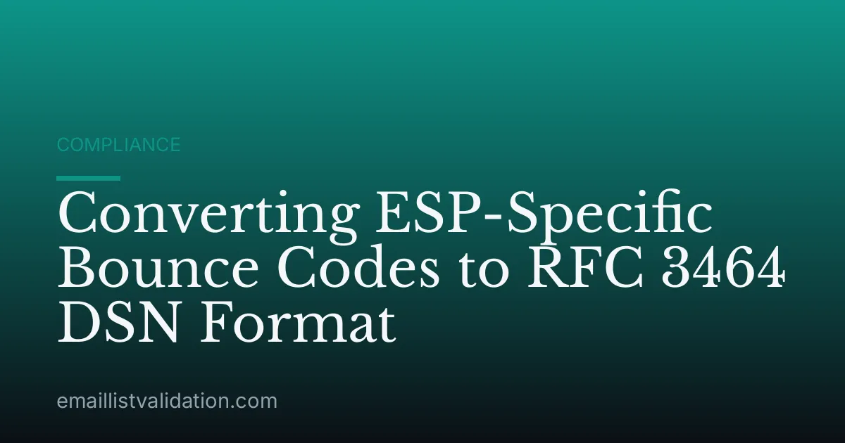 Converting ESP-Specific Bounce Codes to RFC 3464 DSN Format