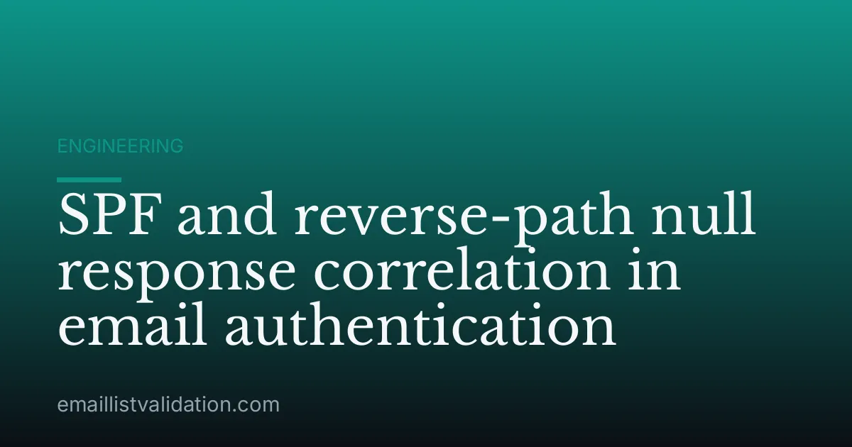 SPF and reverse-path null response correlation in email authentication