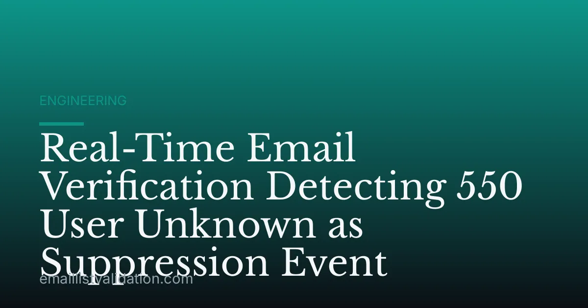 Real-Time Email Verification Detecting 550 User Unknown as Suppression Event