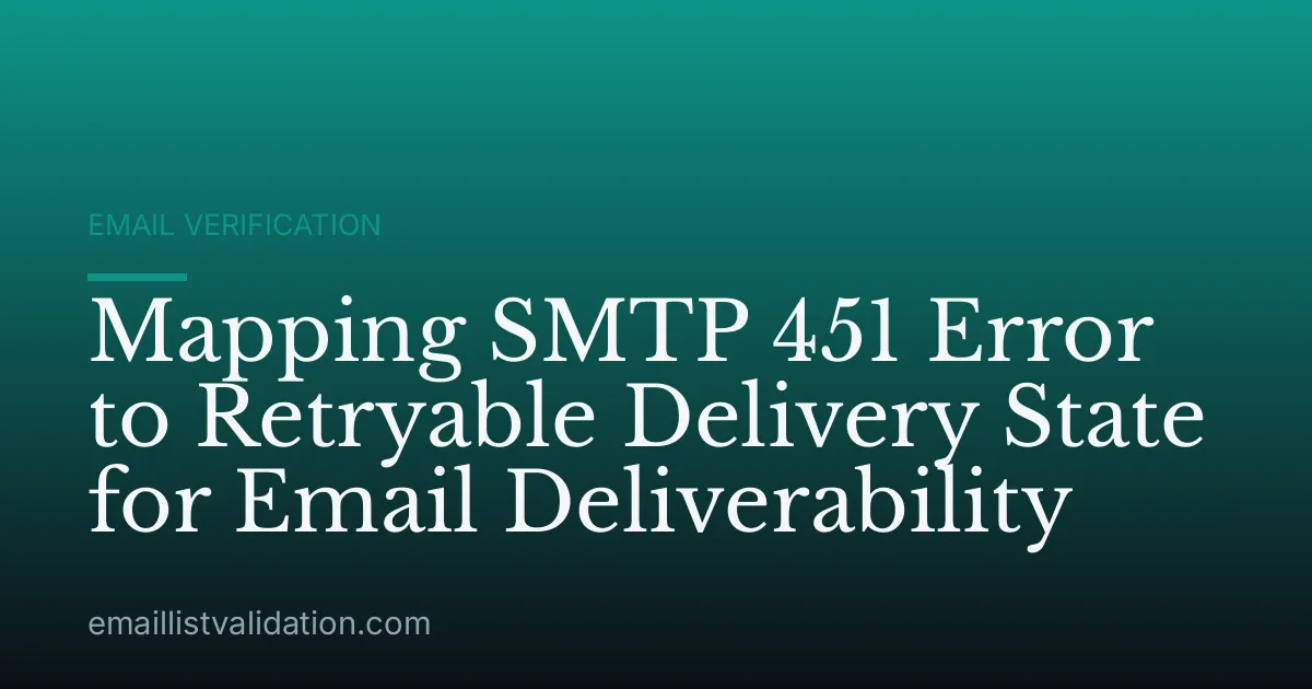 Mapping SMTP 451 Error to Retryable Delivery State for Email Deliverability