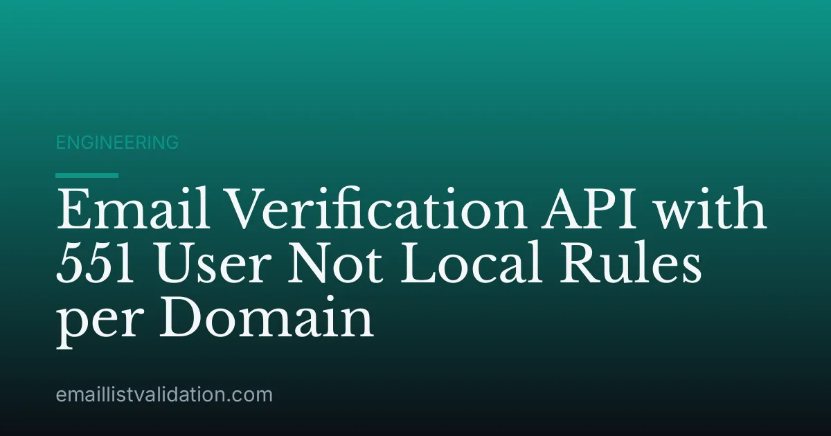 Email Verification API with 551 User Not Local Rules per Domain