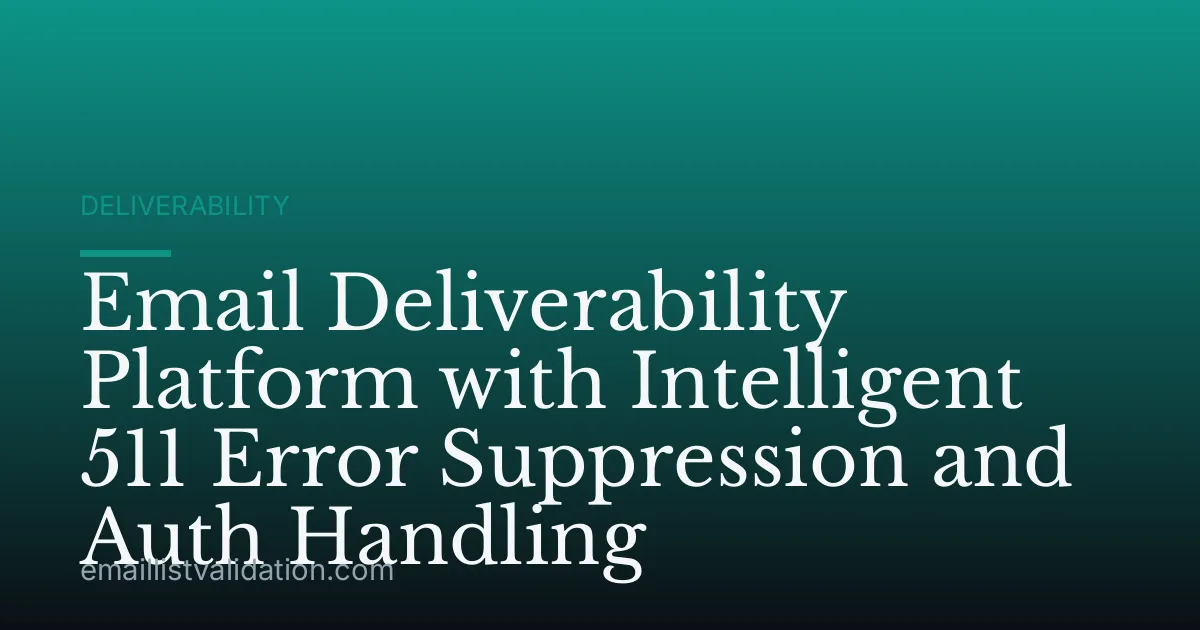 Email Deliverability Platform with Intelligent 511 Error Suppression and Auth Handling