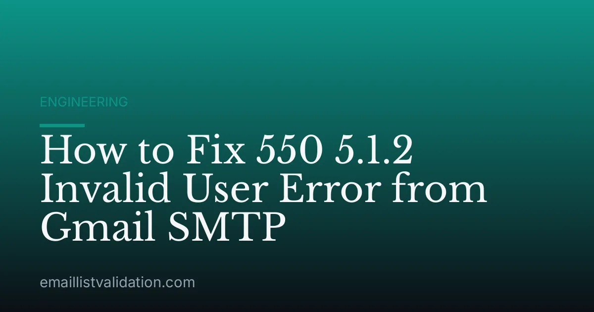 How to Fix 550 5.1.2 Invalid User Error from Gmail SMTP