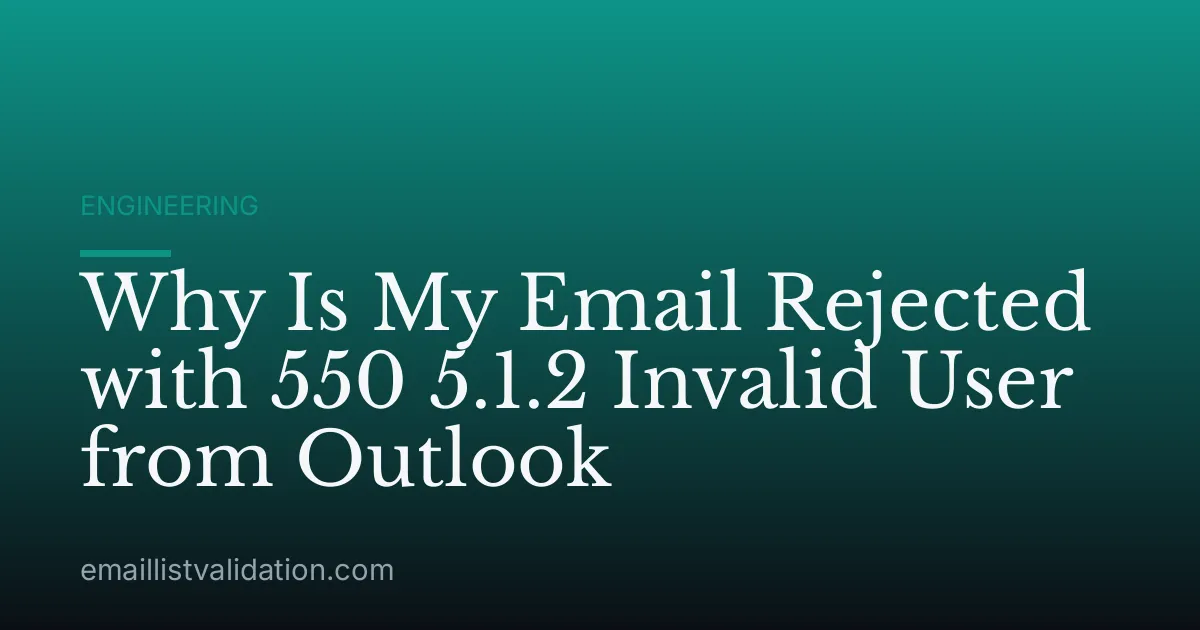 Why Is My Email Rejected with 550 5.1.2 Invalid User from Outlook