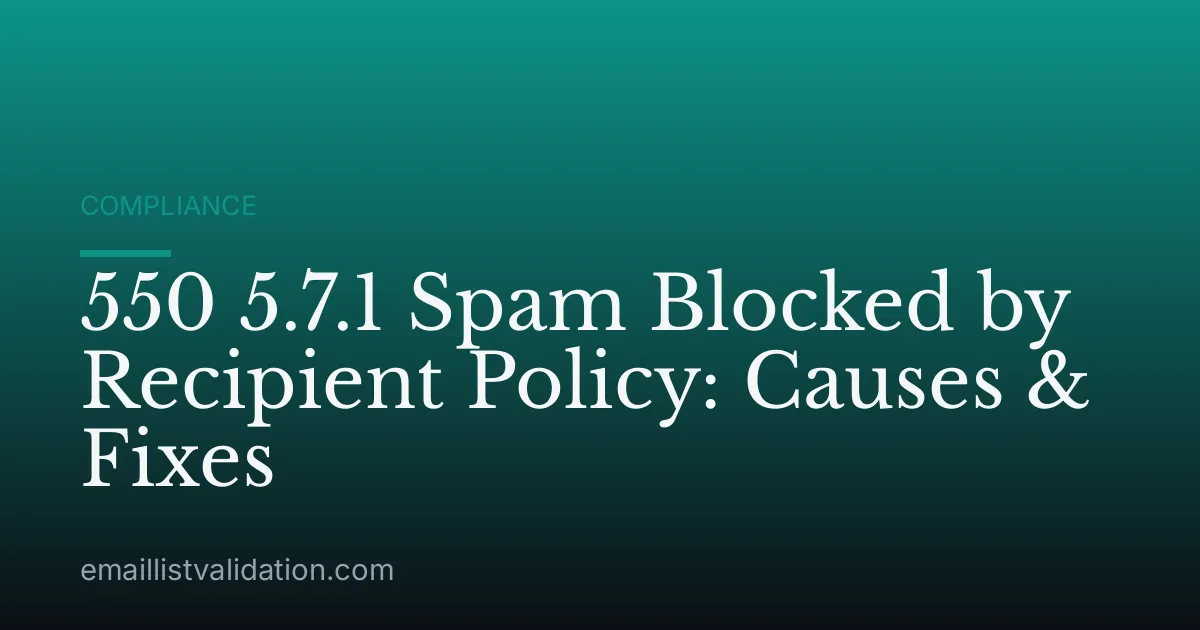 550 5.7.1 Spam Blocked by Recipient Policy: Causes & Fixes
